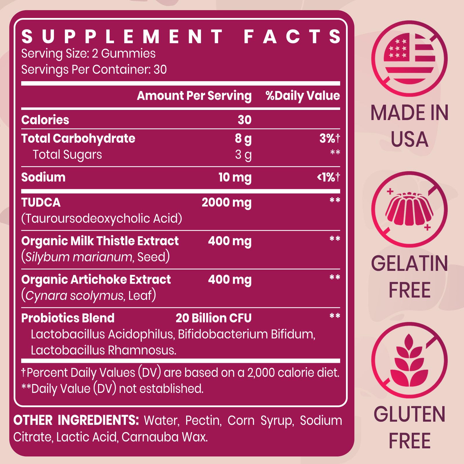 Vylarithonixa Premium TUDCA Gummy Supplement 2000mg - Vegan, 60 Servings
