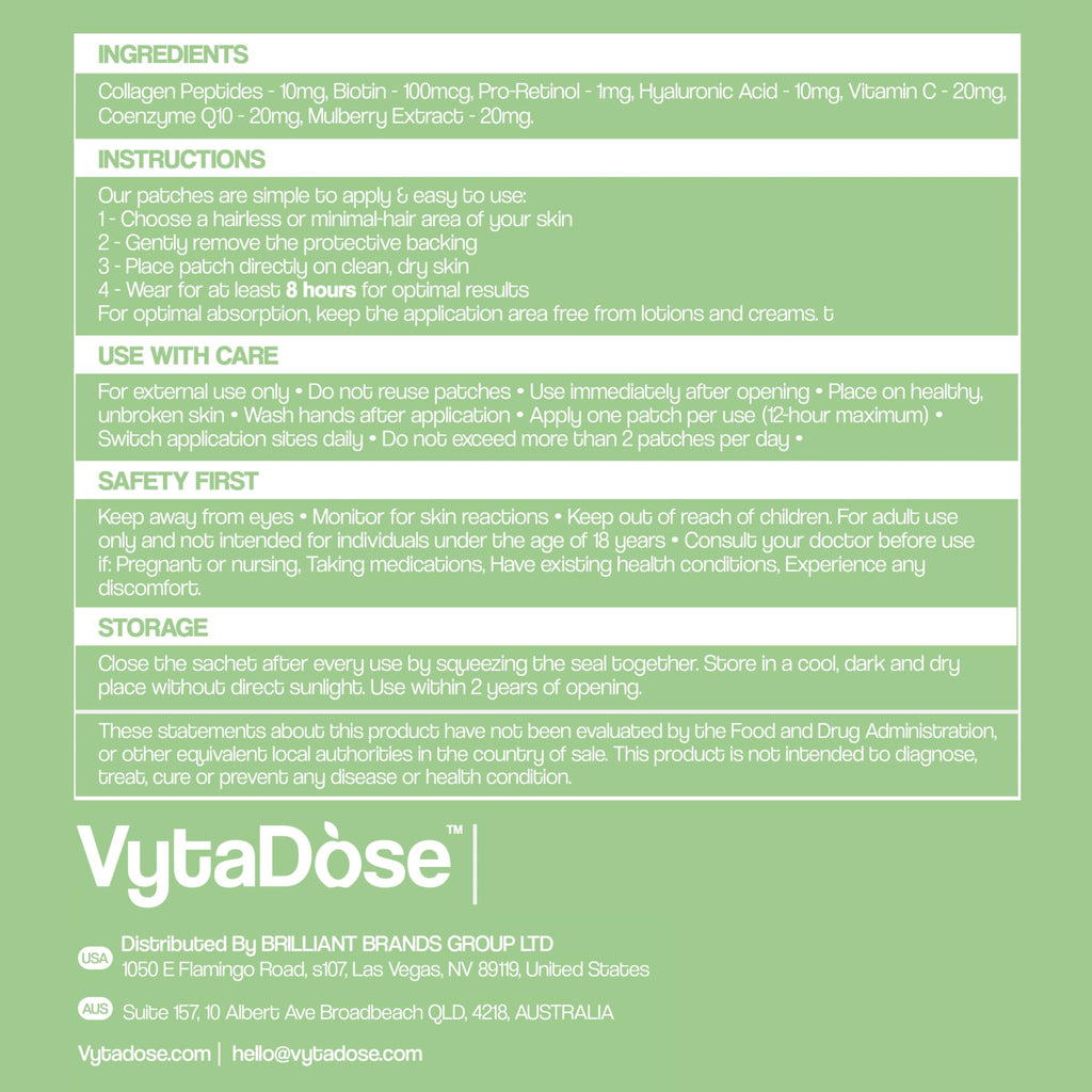 Vytadose Collagen Glow Patches – 5x Stronger Formula for Skin, Hair & Nails