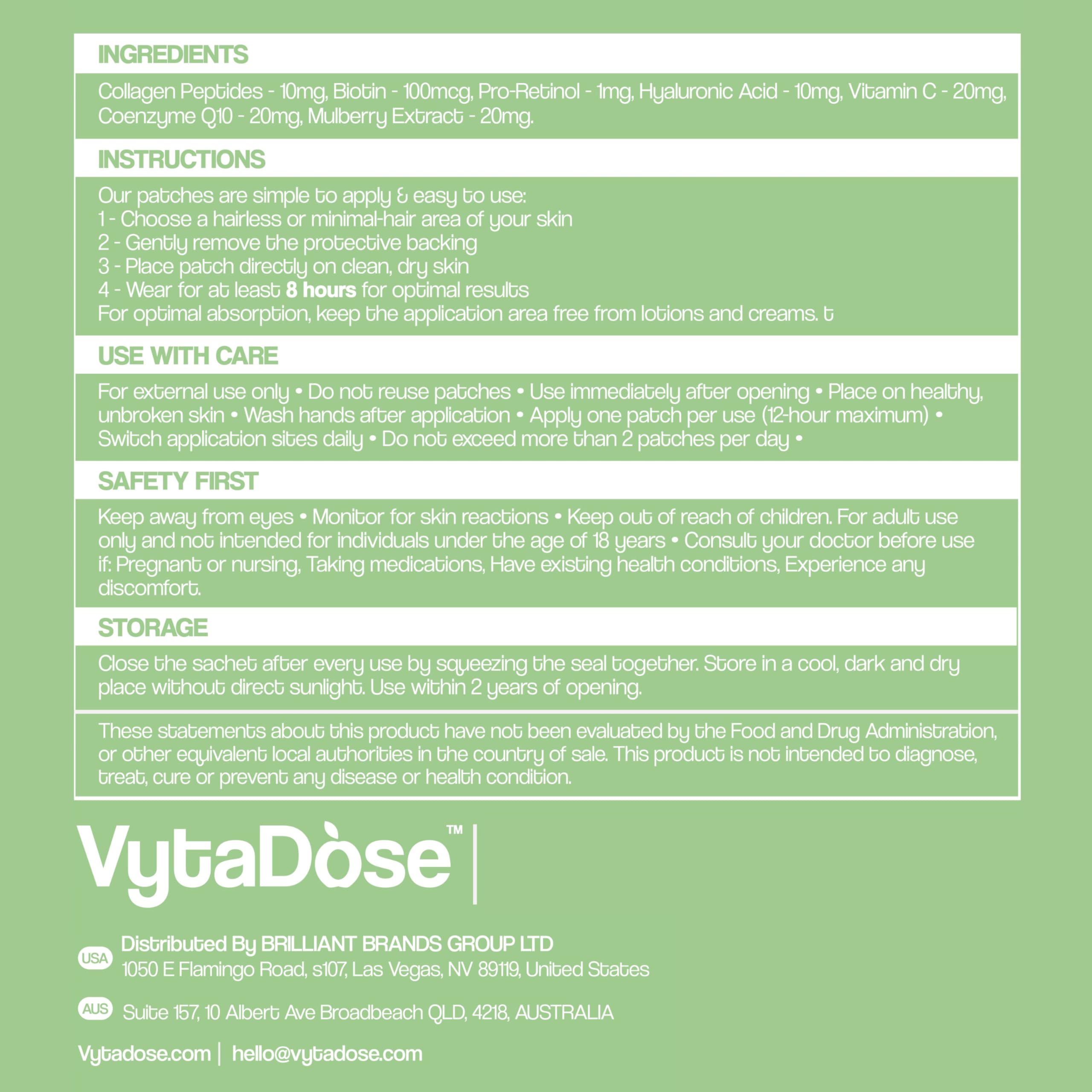 Vytadose Collagen Glow Patches – 5x Stronger Formula for Skin, Hair & Nails