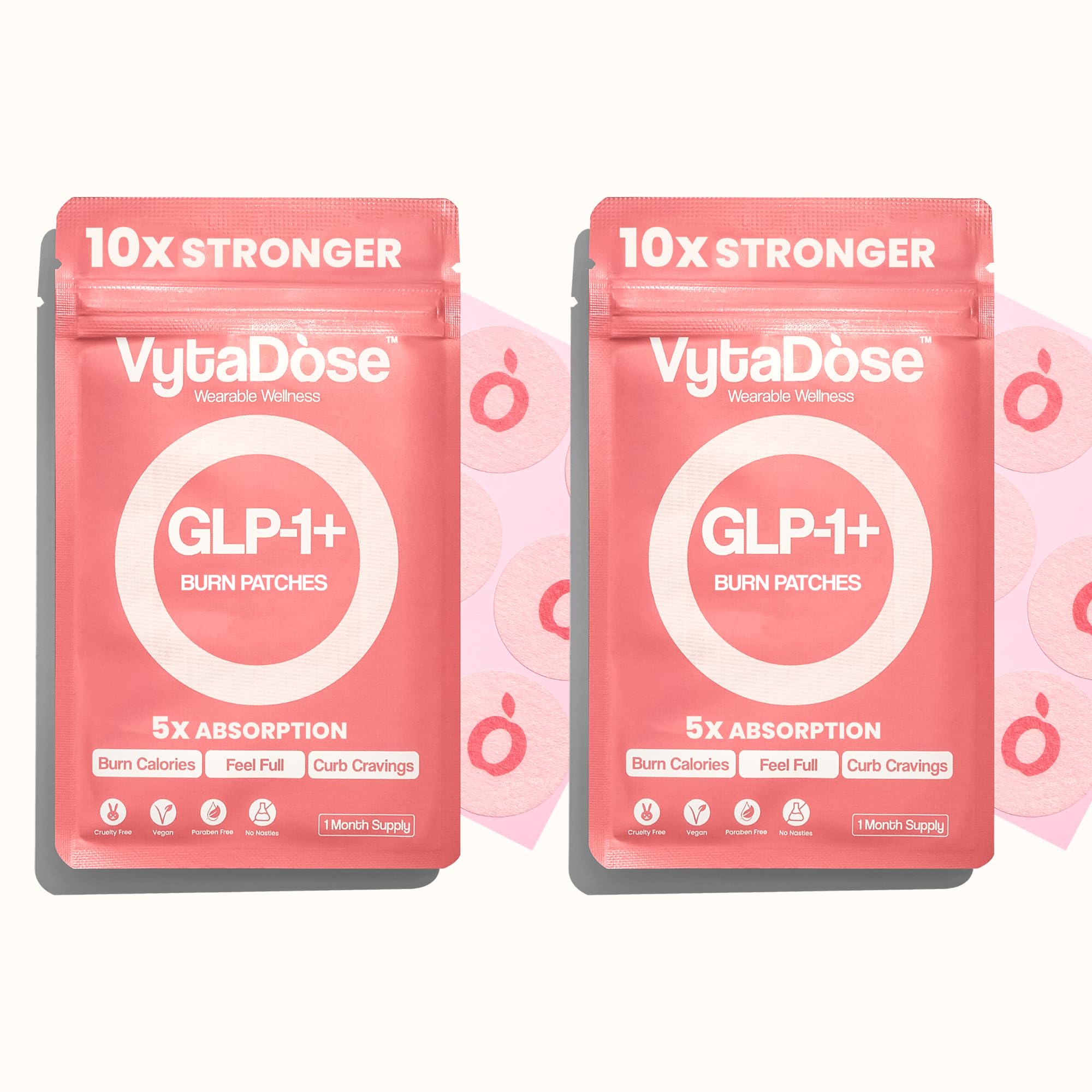 Vytadose GLP1 Patches | 10x Stronger Formula | 12 Hour Extended Hunger Support | Berberine, Pomegranate, Green Tea, L-Glutamine | New & Improved Kind of GLP-1 Patches | 60 Count