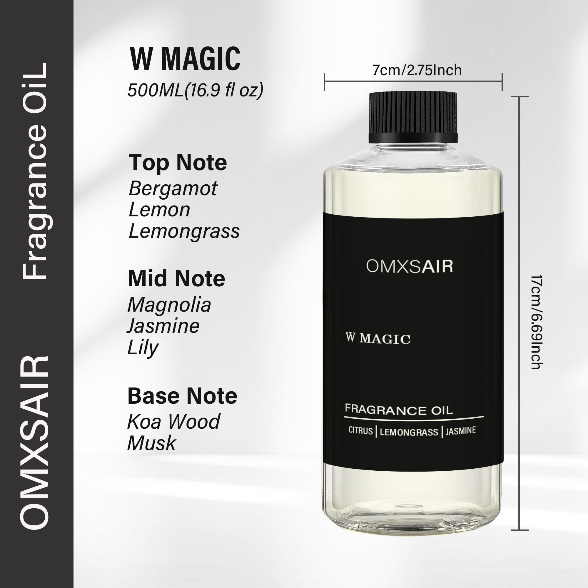 Hotel Diffuser Oil & Luxury Home Scents - W Magic 500ml (Bergamot & Jasmine)