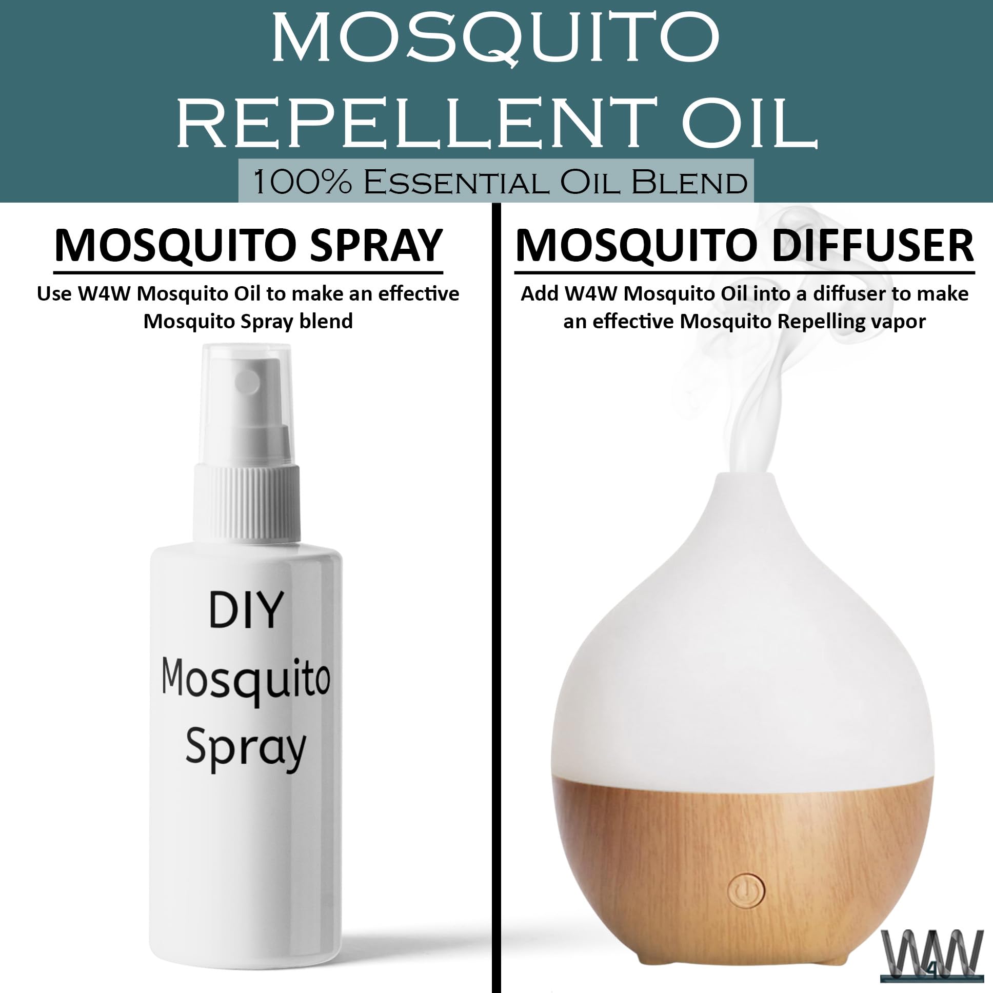 W4W Mosquito Oil – 100% Essential Oil Blend (4 oz) for Diffusers & Sprays