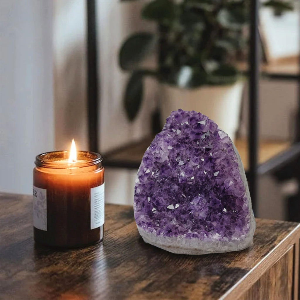WAFUNNE Amethyst Geode Cluster 10-11LB – Purple Crystal Decor & Ambience