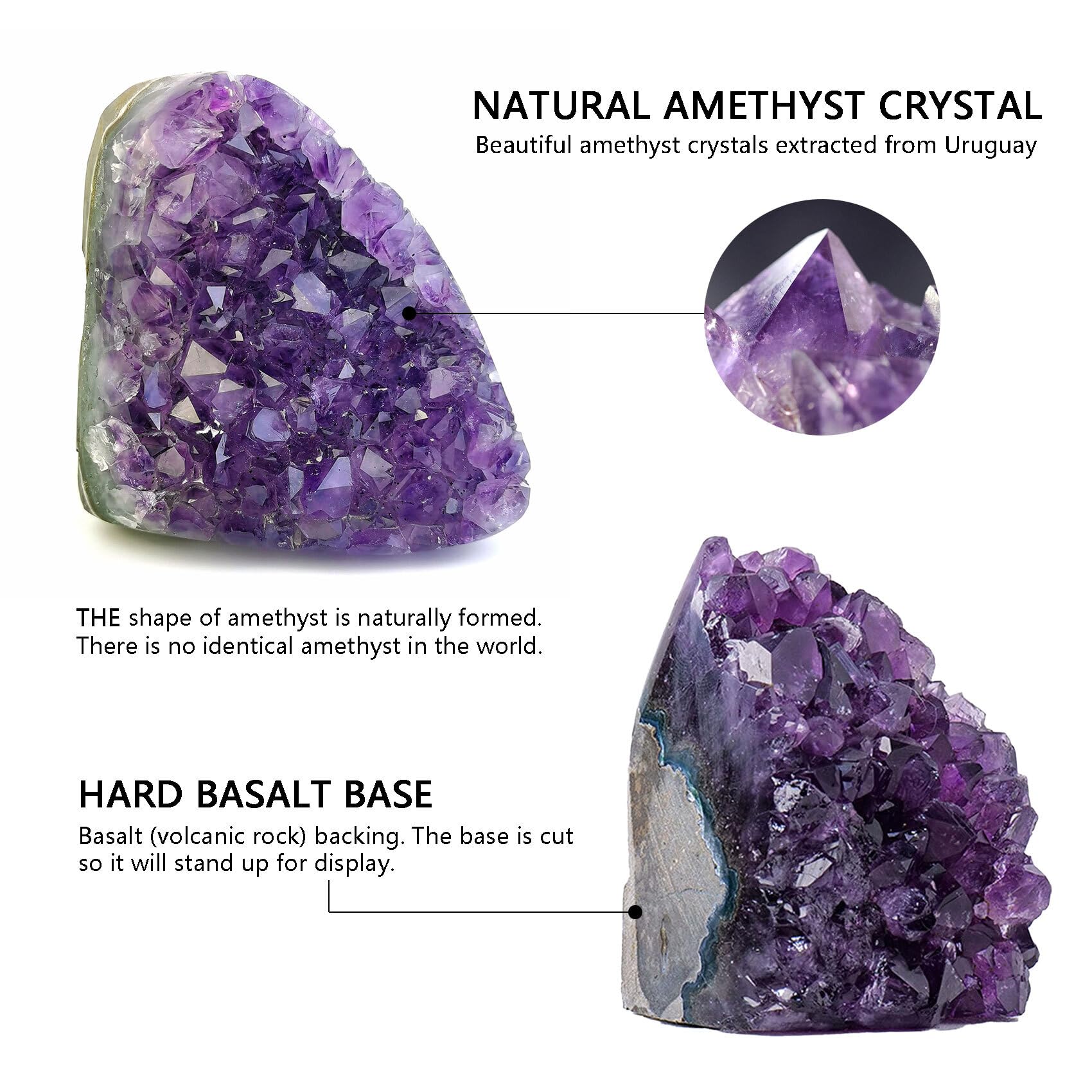 WAFUNNE Amethyst Crystal Geodes – Purple Quartz Rock Cluster, 7-8 lb