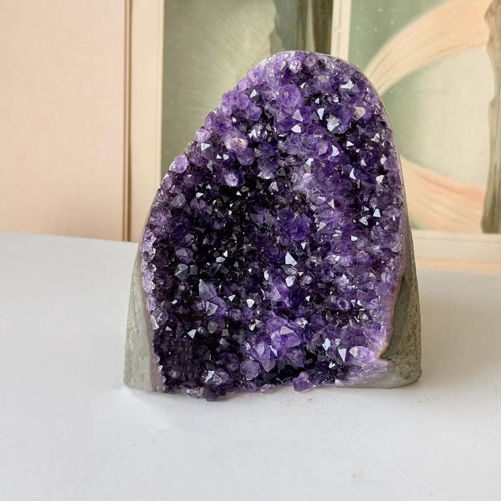 WAFUNNE Amethyst Crystal Geodes – Purple Quartz Rock Cluster, 7-8 lb
