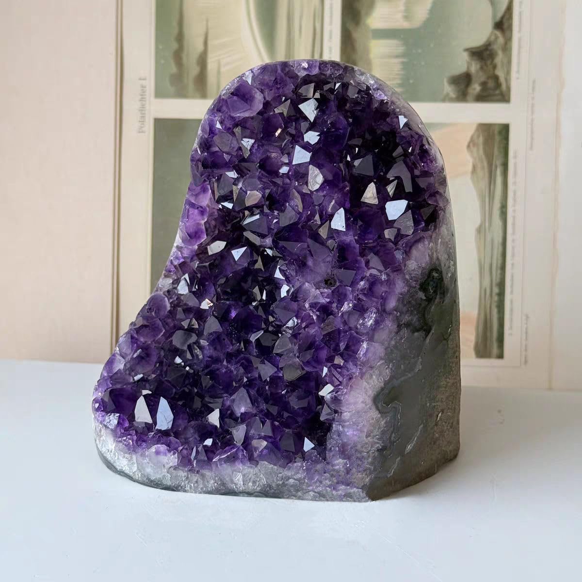 WAFUNNE Amethyst Geode Cluster 10-11LB – Purple Crystal Decor & Ambience