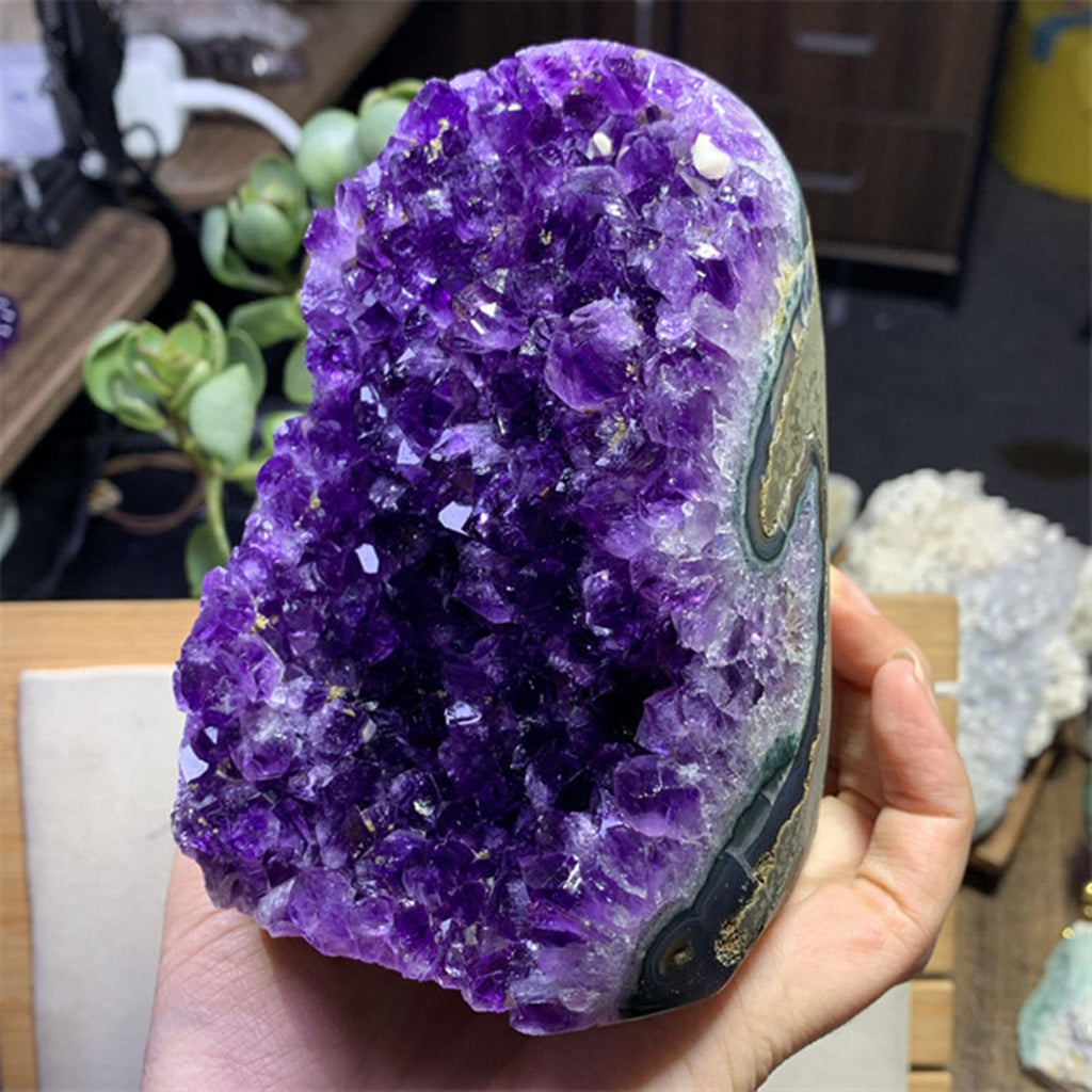 WAFUNNE Amethyst Geode Cluster 10-11LB – Purple Crystal Decor & Ambience