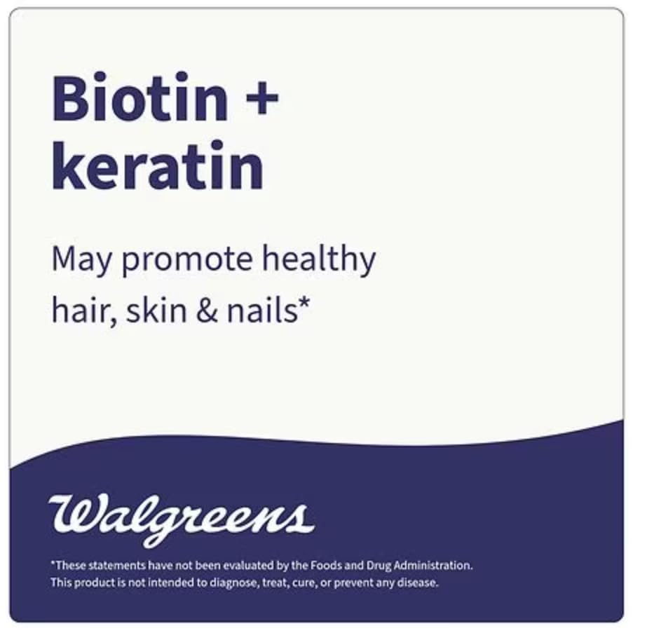 Walgreens Biotin + Keratin | 150 Count Tablets | 10 mg Biotin + 100 mg Keratin | Hair, Skin & Nails