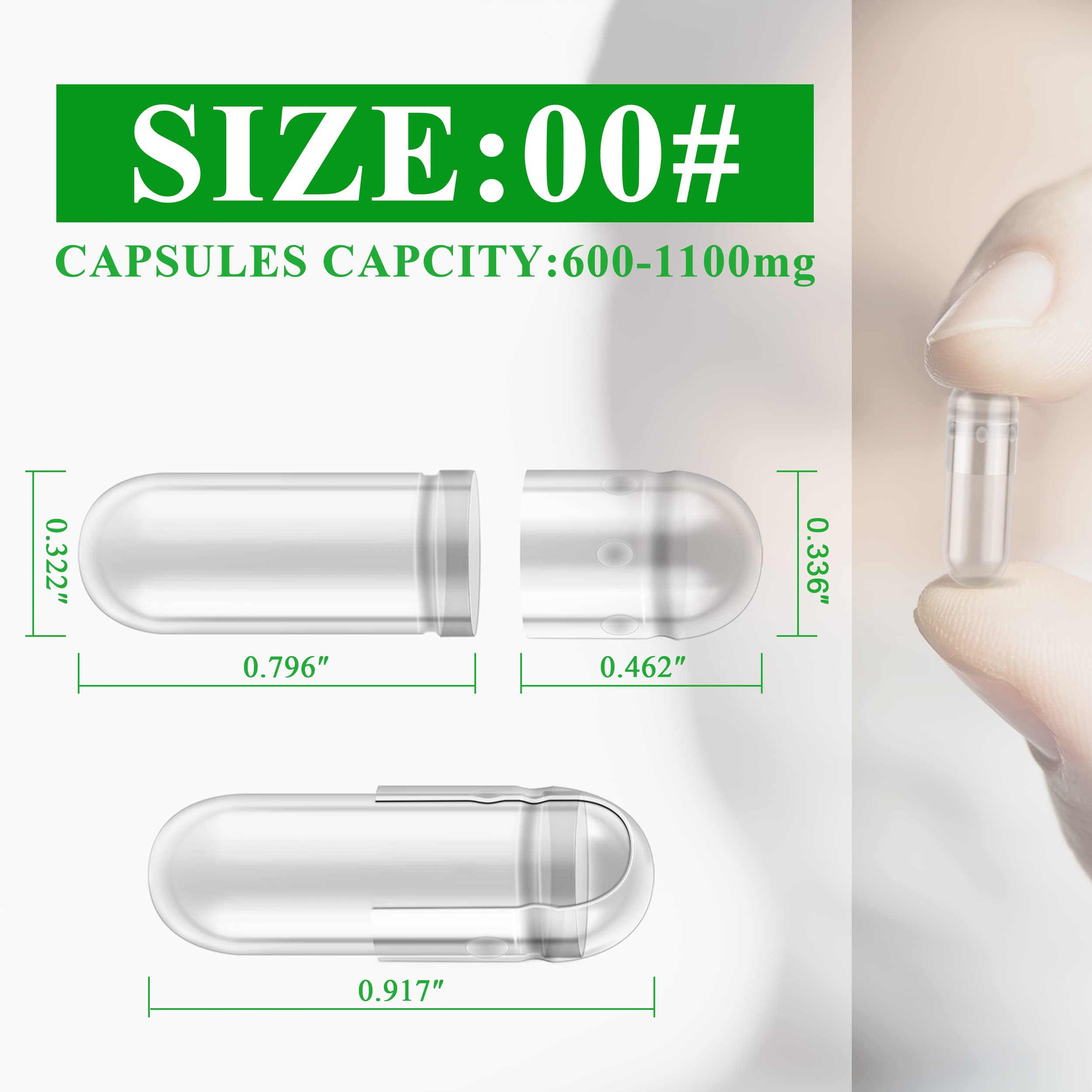 Wananfu Size 00 Vegetarian Empty Capsules Bundle (100 Count) + Micro Lab Spoon