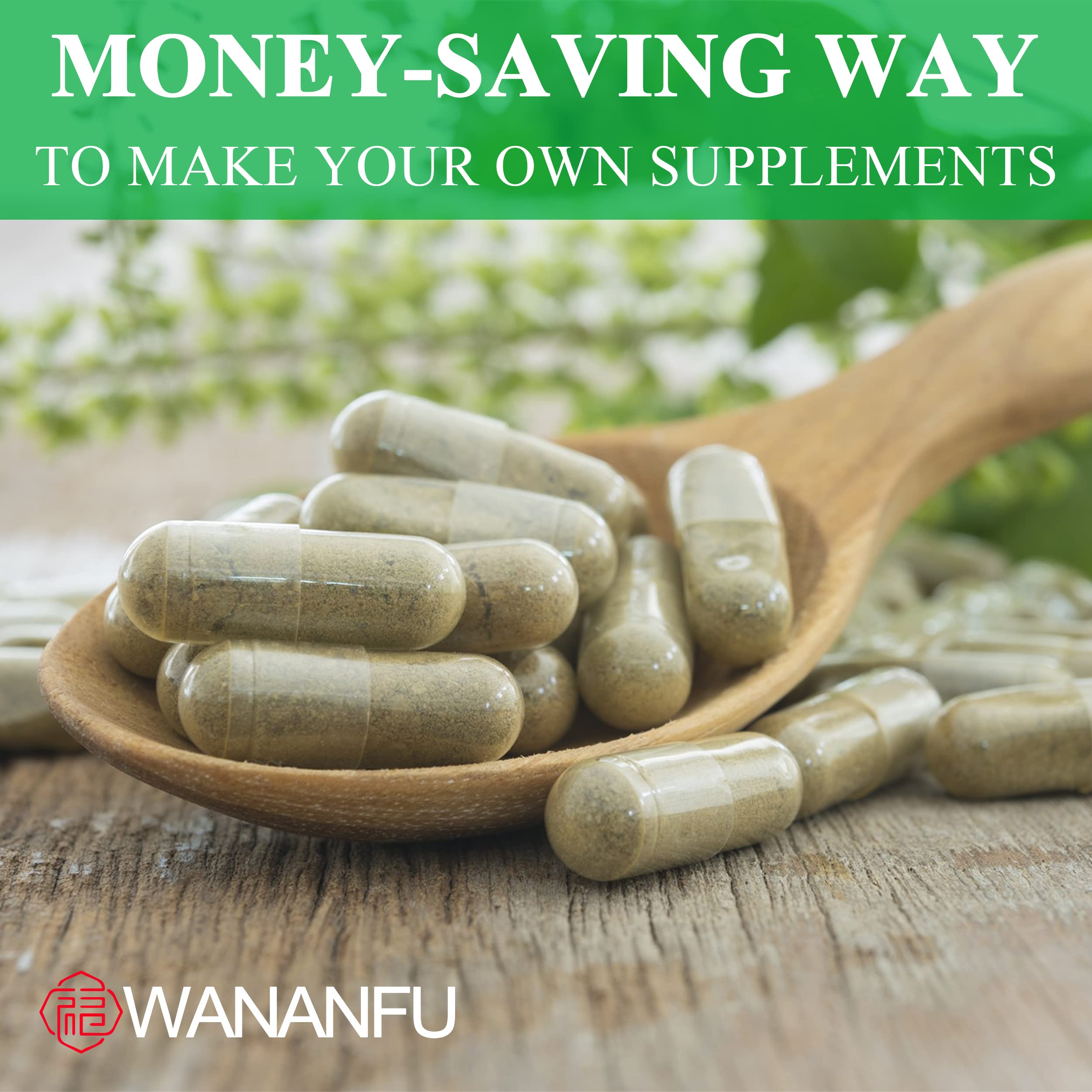 WANANFU Size 000 Empty Capsules - Vegetarian (500 Count) Bundle with Micro Lab Spoon