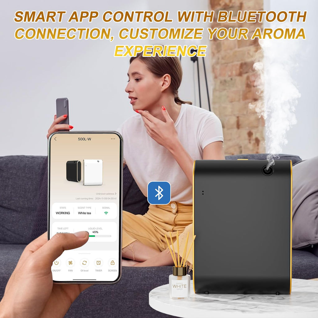 Wankeer Smart Scent Air Machine for Home | 1500 sq ft Diffuser, Bluetooth App, Low Noise (Black)