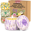 WarmEmbrace 4pc Scented Soy Candles Set – 4.4 oz Each | Lavender, Rose & Sandalwood, Vanilla Coconut, Lemon | Gift for Women