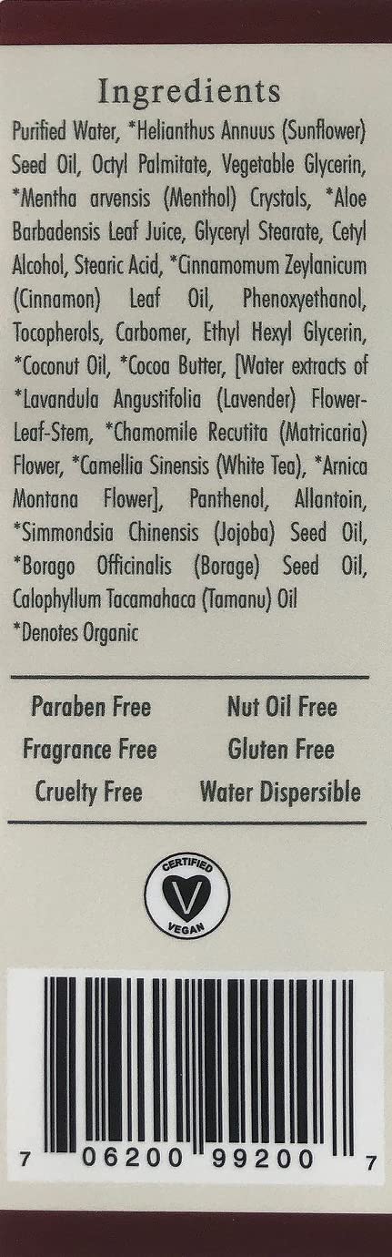 Warming Lotion (8oz Tube) – Organic Cinnamon & Menthol, Water Dispersible, Nut Oil Free | Sacred Earth Botanicals