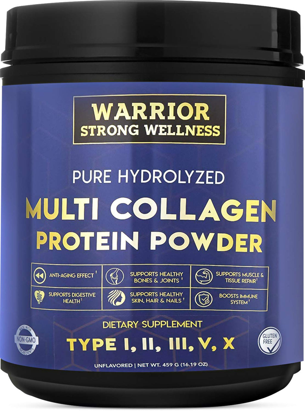 Warrior Strong Wellness Multi Collagen Powder - Unflavored Hydrolyzed Collagen