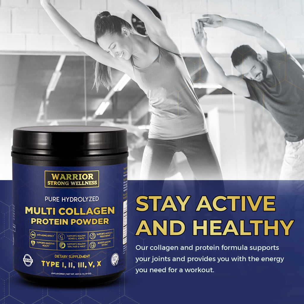 Warrior Strong Wellness Multi Collagen Powder - Unflavored Hydrolyzed Collagen