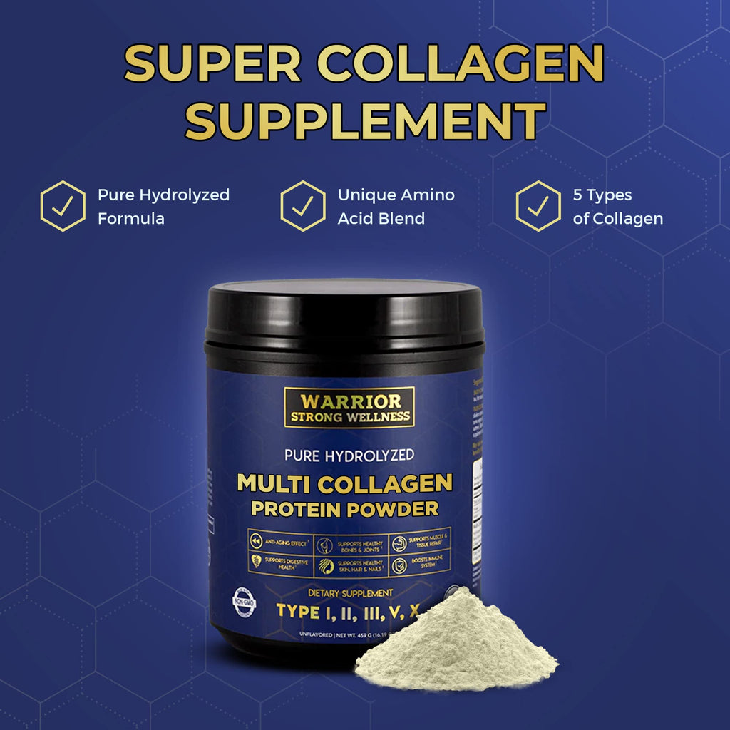 Warrior Strong Wellness Multi Collagen Powder - Unflavored Hydrolyzed Collagen