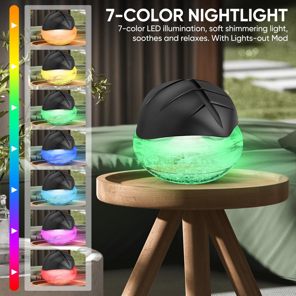Water Based Aroma Diffuser for Home/Office with LED Night Light - Black