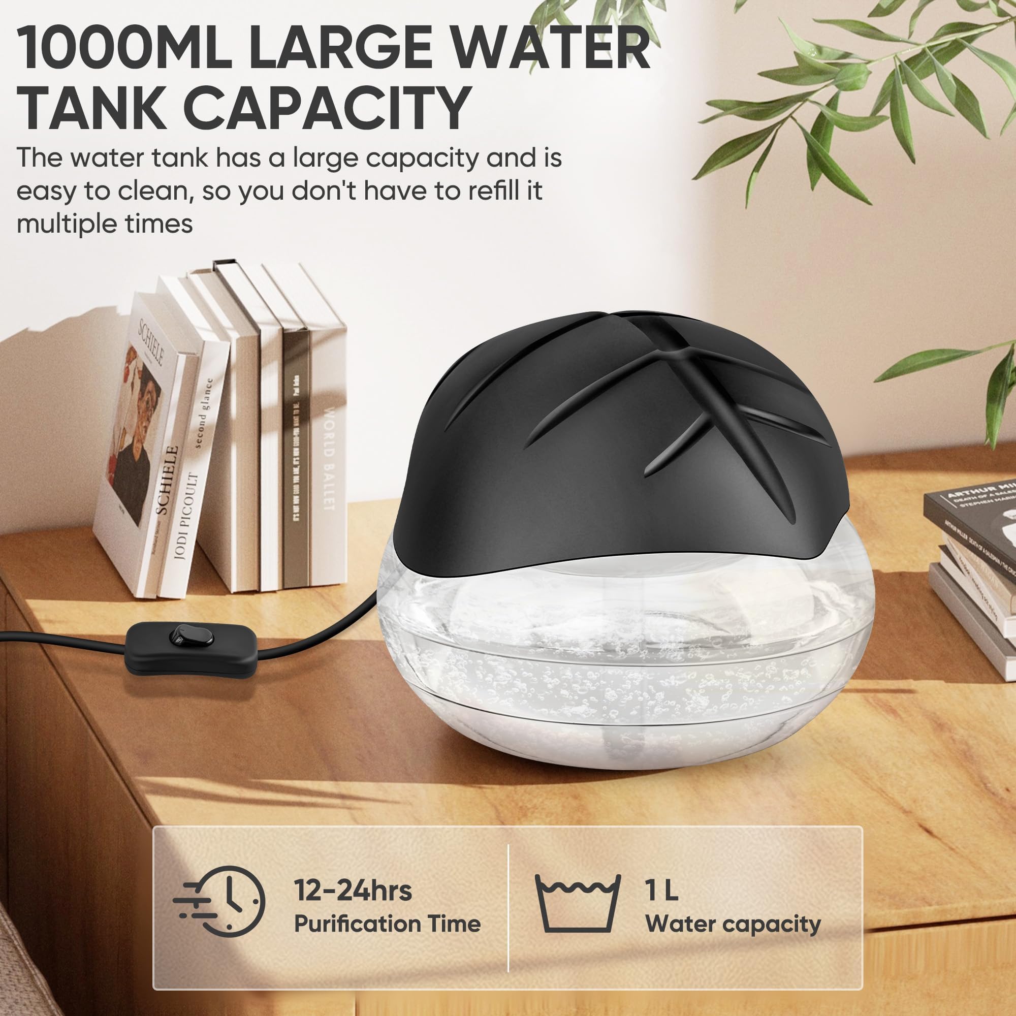 Water Based Aroma Diffuser for Home/Office with LED Night Light - Black