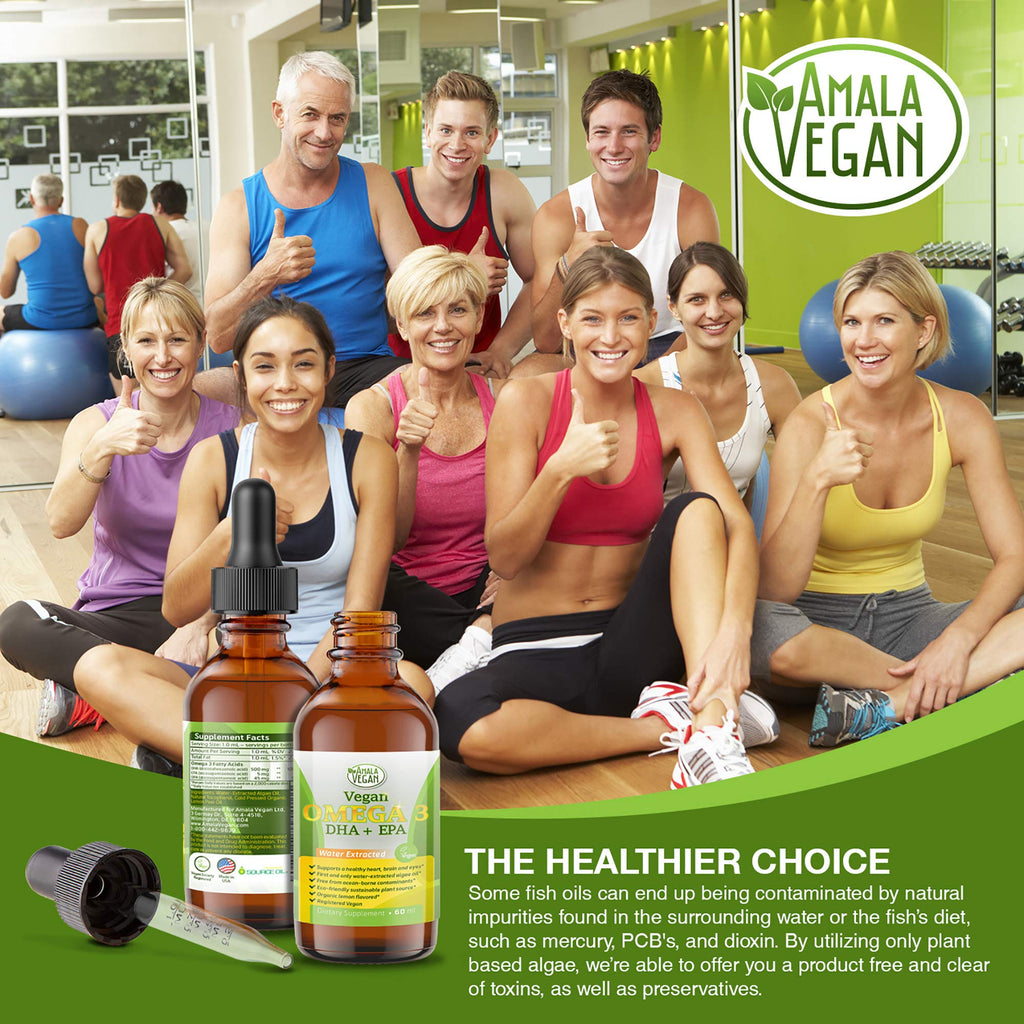 Potent & Organic Vegan Omega-3 Liquid Supplement – Algae DHA/EPA