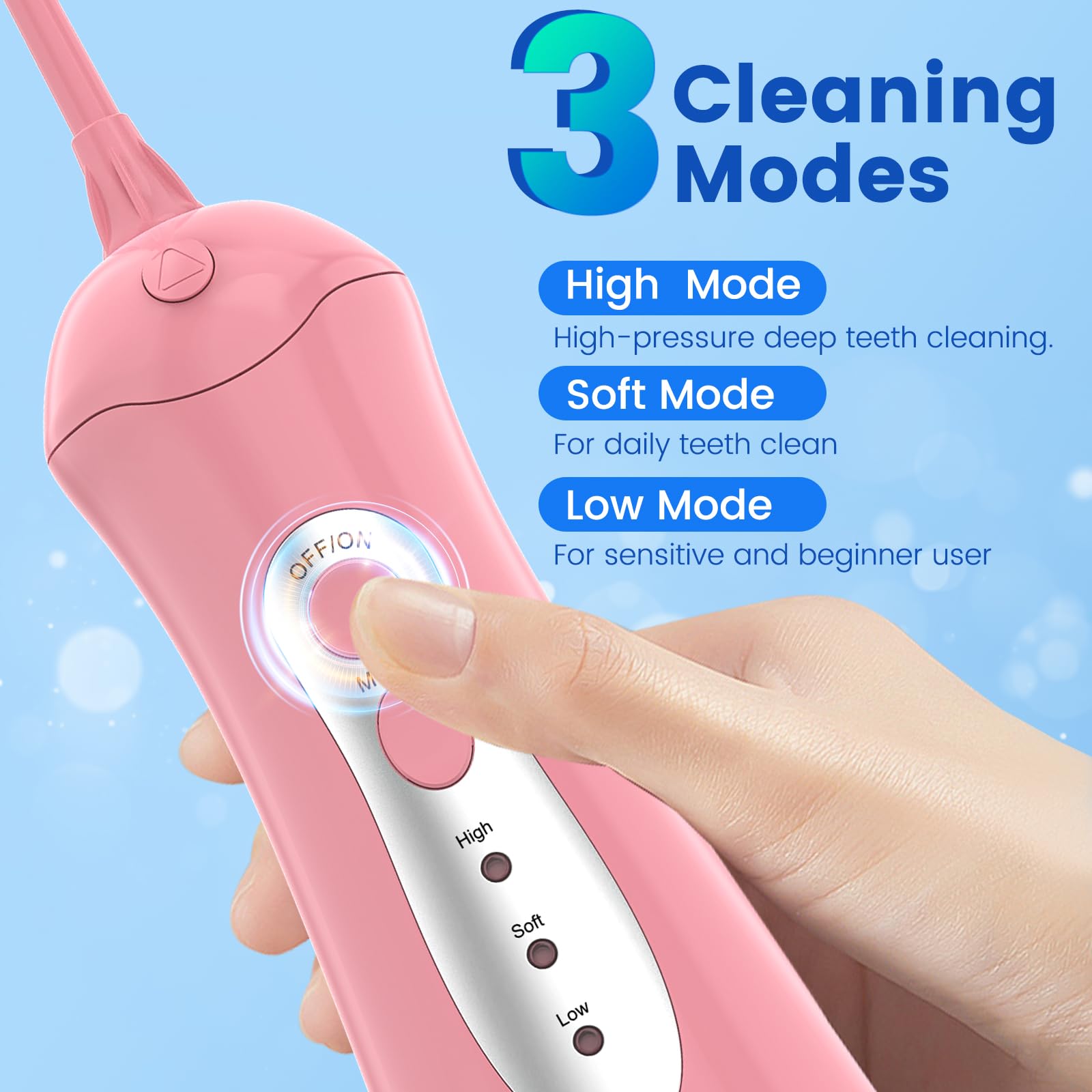 Water Flosser Dental Pick – Portable Oral Irrigator, 5 Jet Tips, IPX7 & Rechargeable