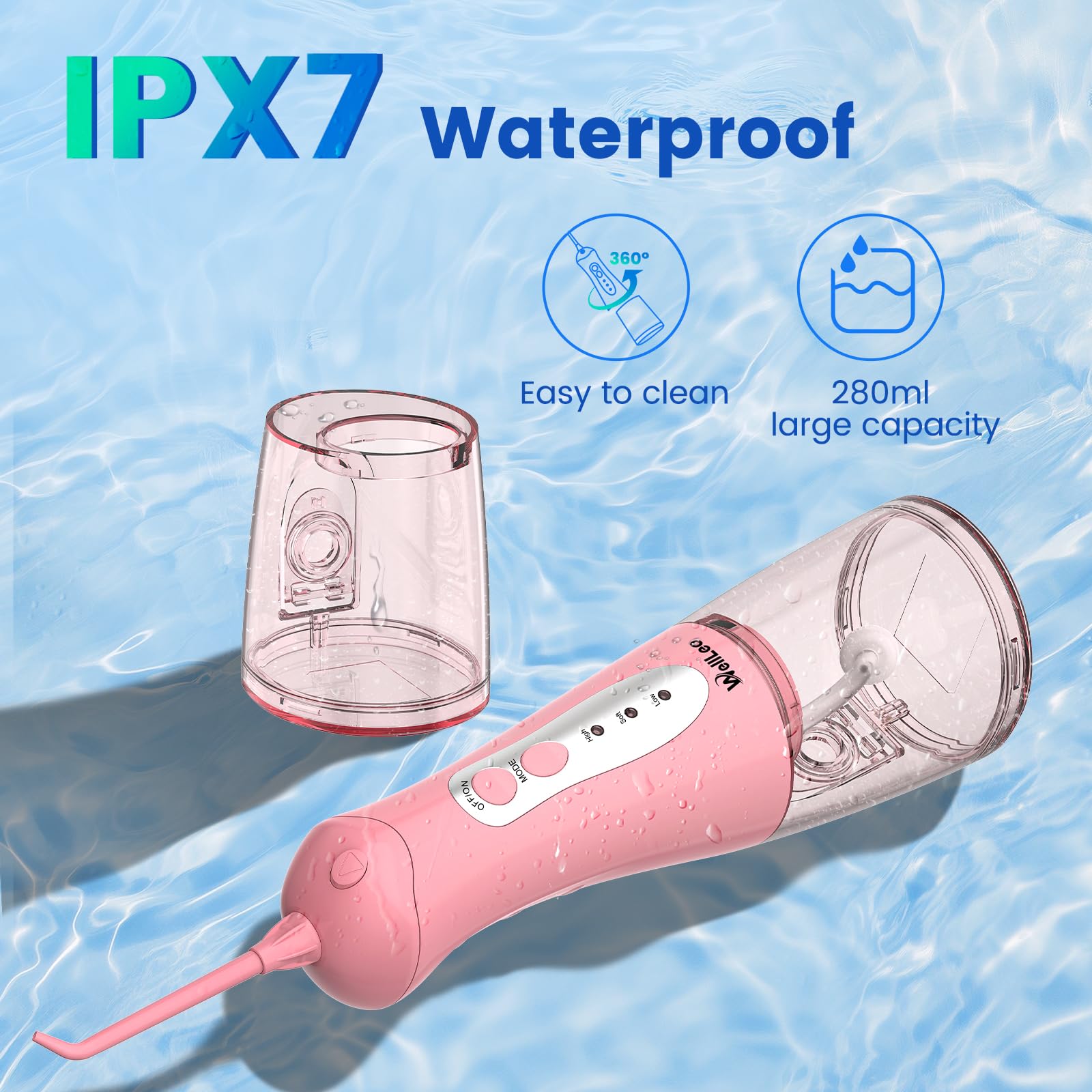 Water Flosser Dental Pick – Portable Oral Irrigator, 5 Jet Tips, IPX7 & Rechargeable