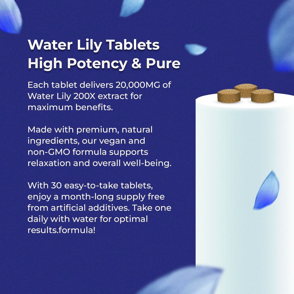 Water Lily 200X Extract Tablets 20,000mg | Relaxation & Sleep | Amazing Botanicals (30 Tablets)
