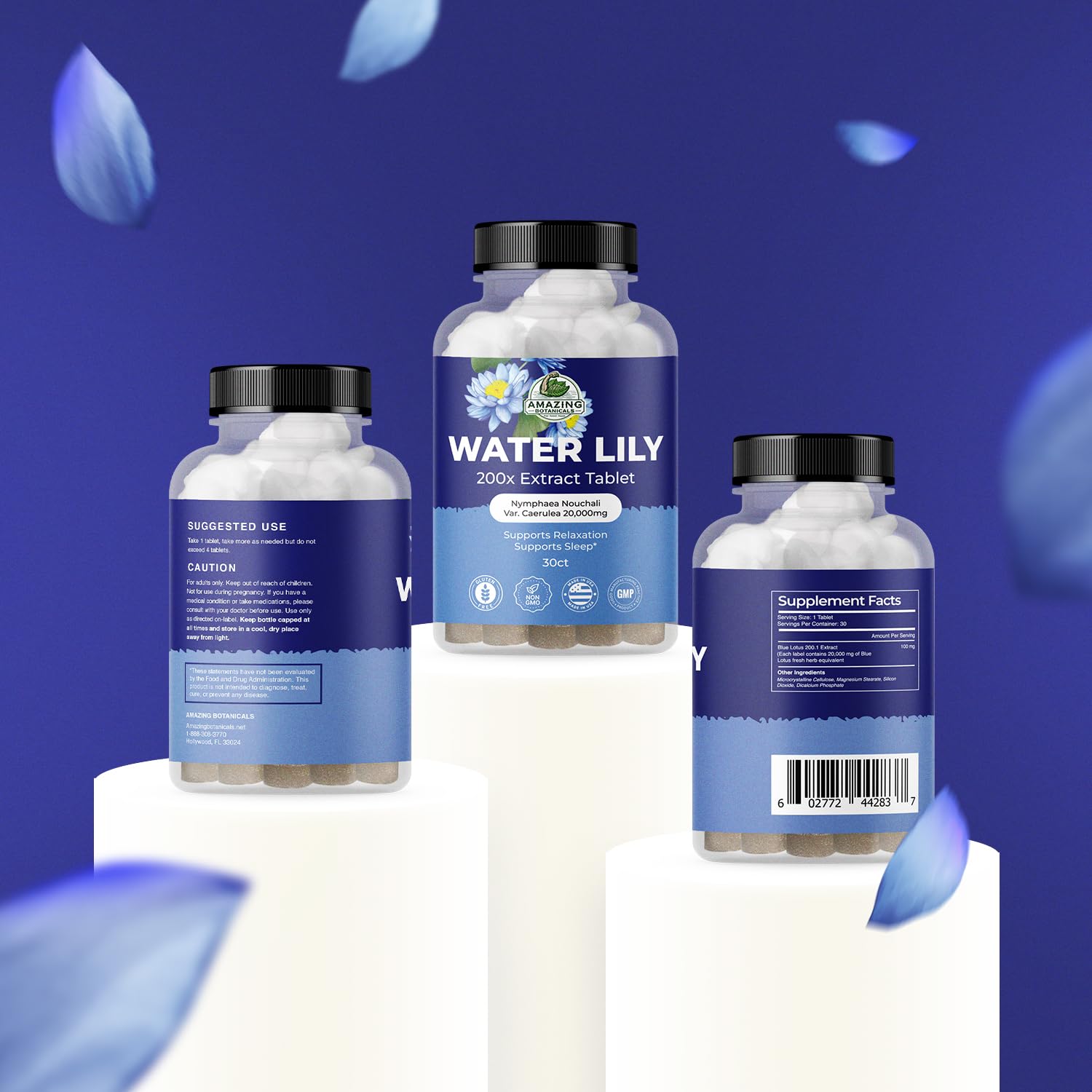 Water Lily 200X Extract Tablets 20,000mg | Relaxation & Sleep | Amazing Botanicals (30 Tablets)