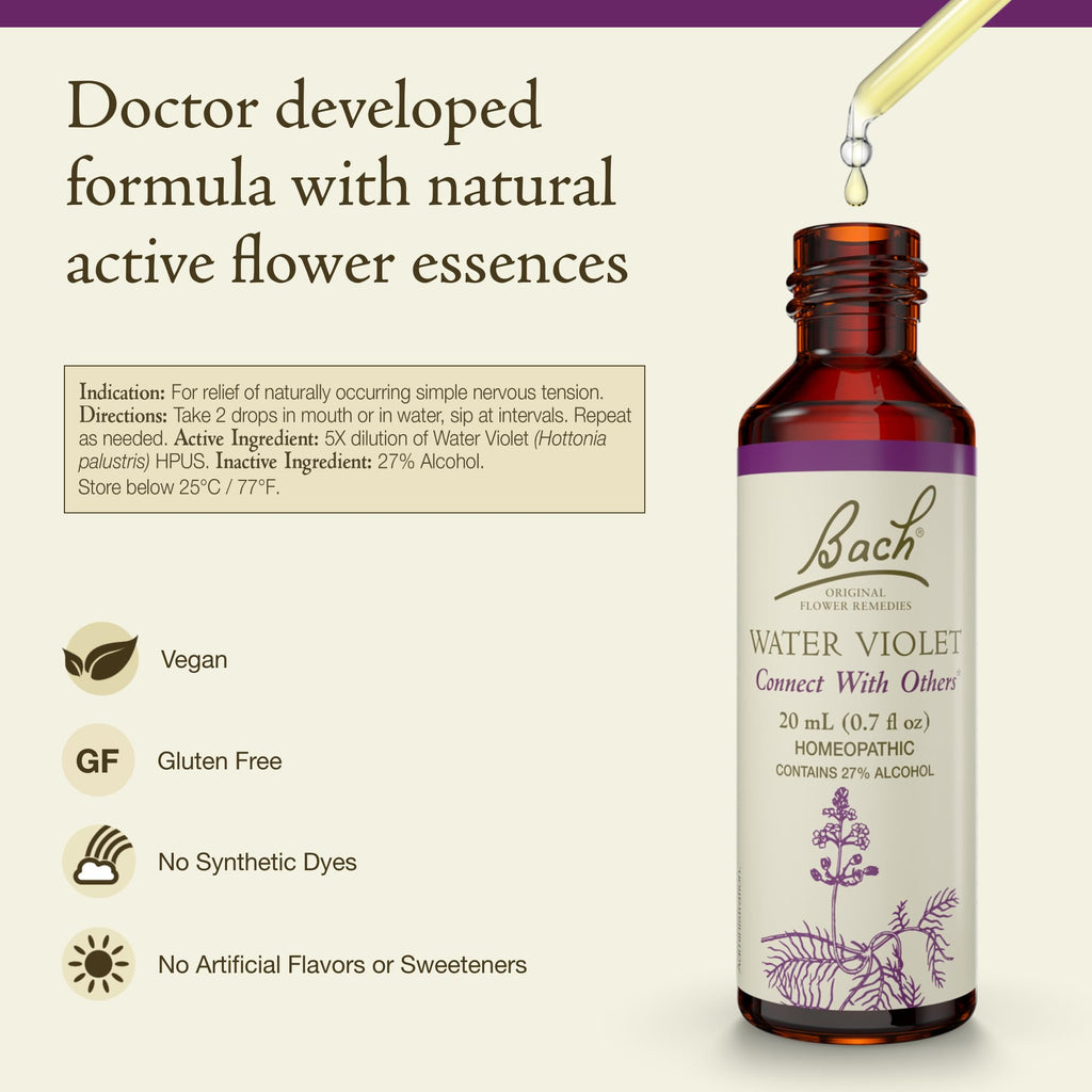 Bach Water Violet Flower Remedy – Connect with Others | 20mL Dropper