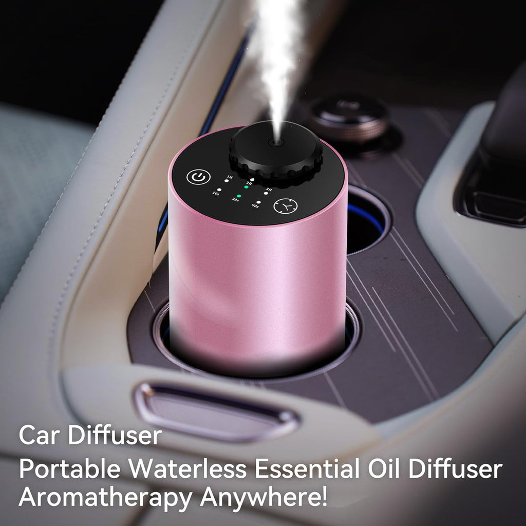 Waterless Battery-Operated Car Diffuser with Timing & 3 Mist Levels | Aluminum Alloy