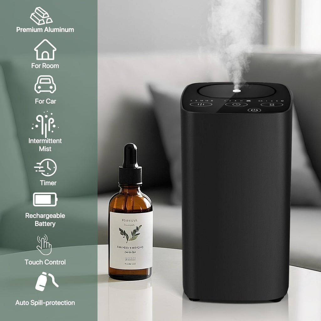 Waterless Car Essential Oil Diffuser – Portable Aromatherapy Nebulizer with Timers