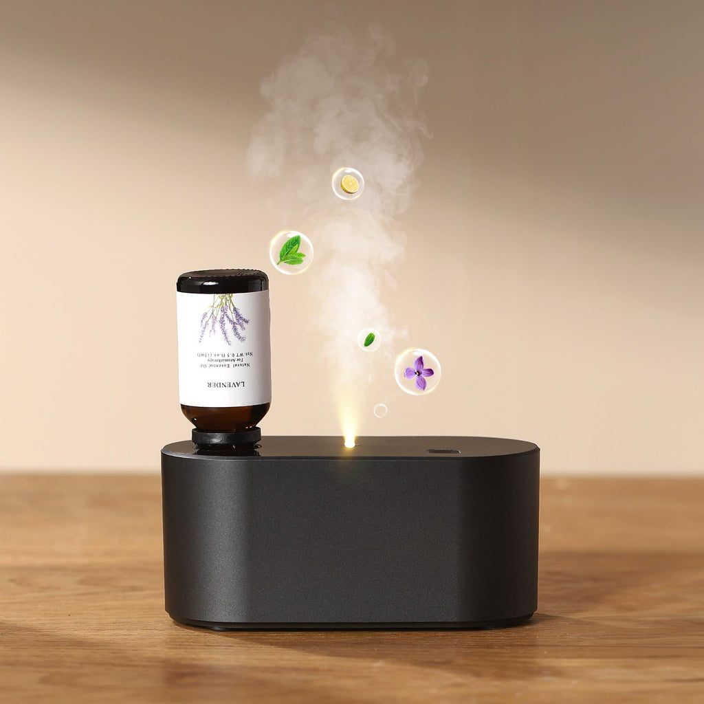 Waterless Diffuser for Essential Oils – 3 Mist Modes, 160 sq ft, Black