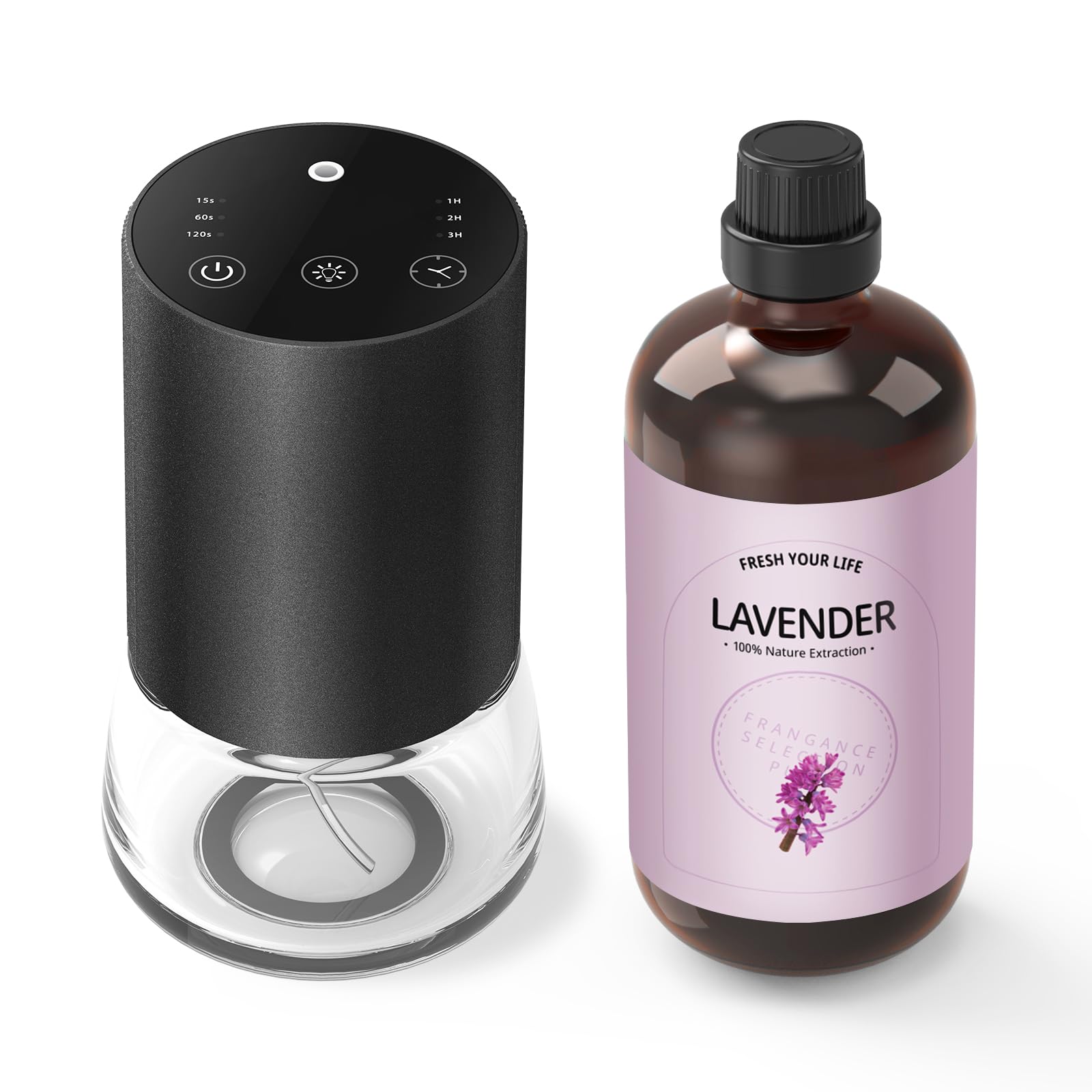 Waterless 100ml Essential Oil Diffuser – Portable Battery Car Diffuser, 7 LED Colors, 3 Mist Levels