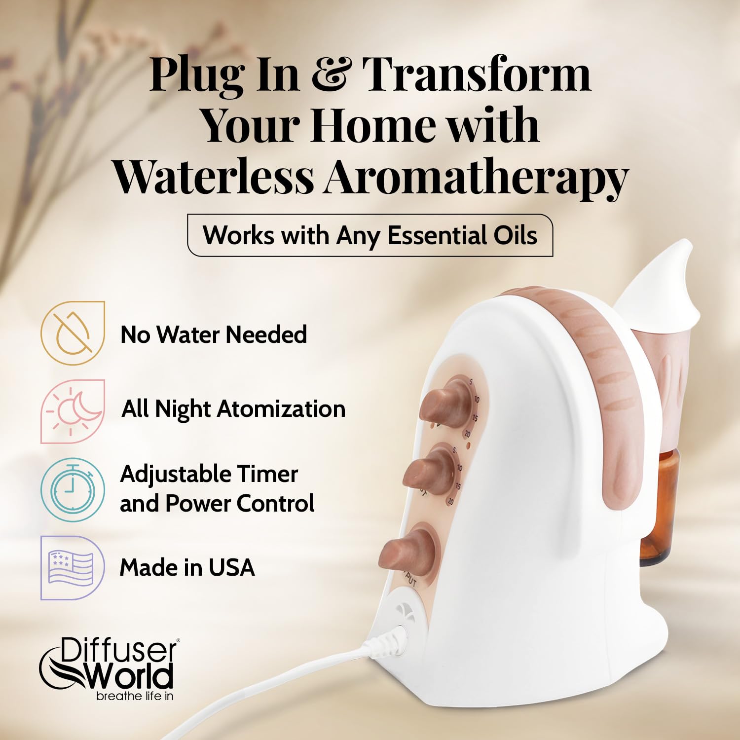 Waterless Diffuser for Essential Oils 110V - Bronze | Made in USA