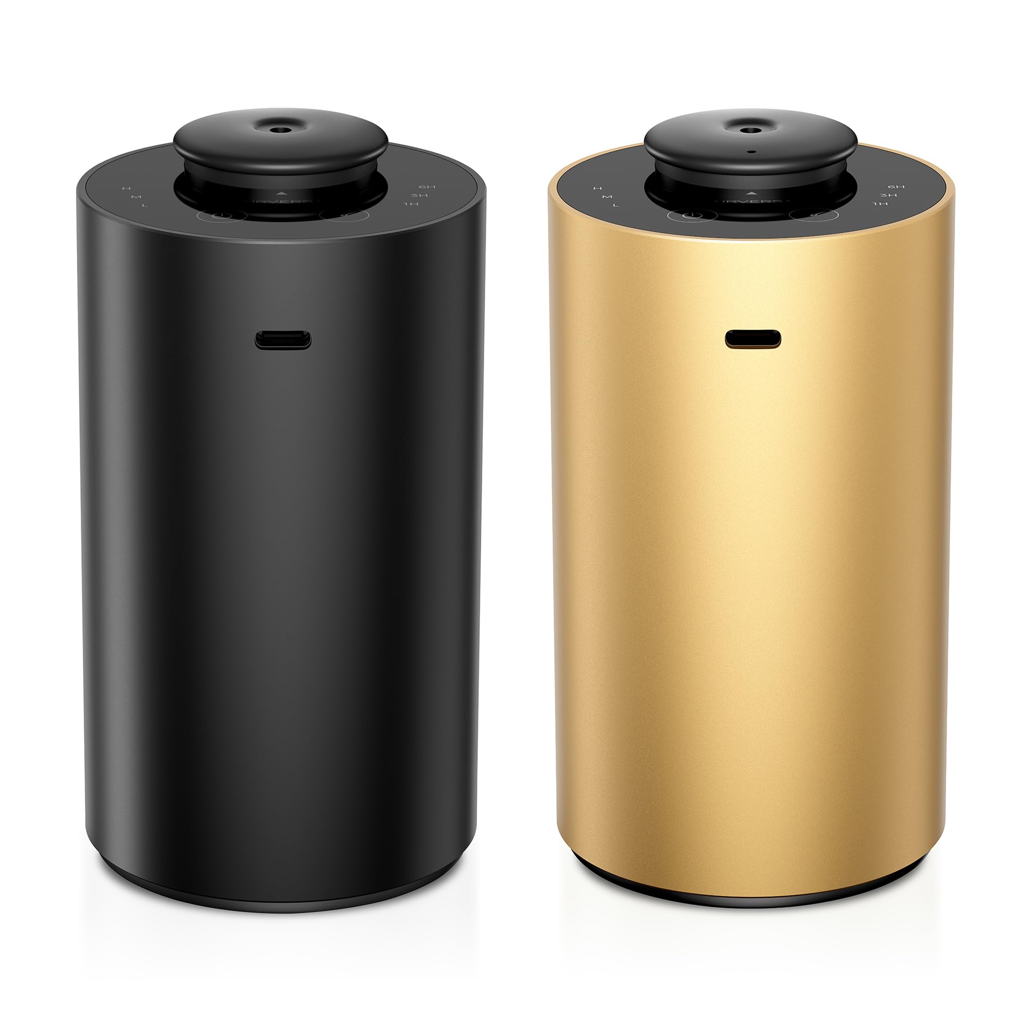 Waterless Essential Oil Diffuser 2 Pack – 3 Mist Levels, Timers, Black & Gold