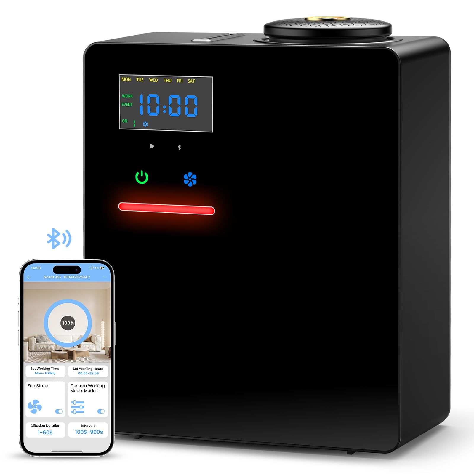 Waterless Essential Oil Diffuser - 5000 Sq Ft Coverage for Large Homes, Hotels & Offices | Bluetooth App Control