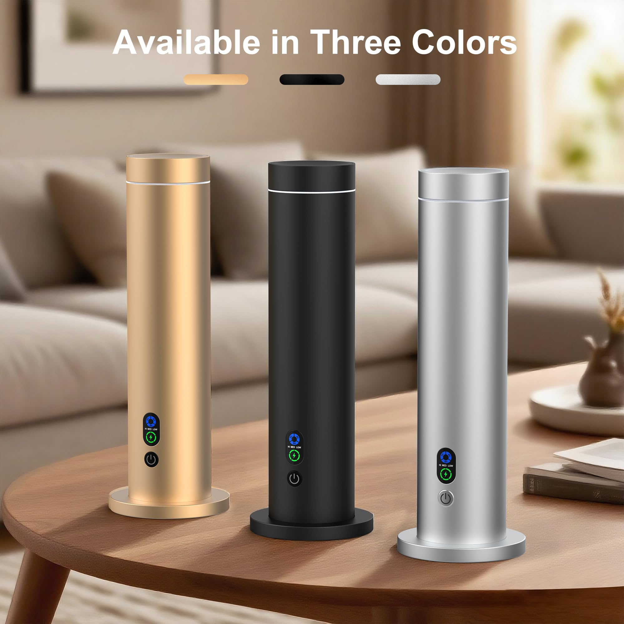 Waterless Diffuser – 1000 Sq Ft Coverage, Remote, Tilt-Safe, Mood Lights (Black)