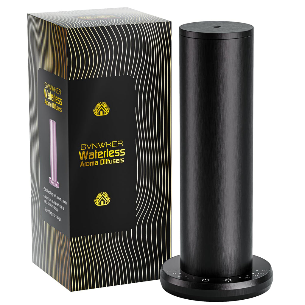 Waterless Essential Oil Diffuser - Aromatherapy Diffusers for Home, Large Room, 1000 sq.ft, Black