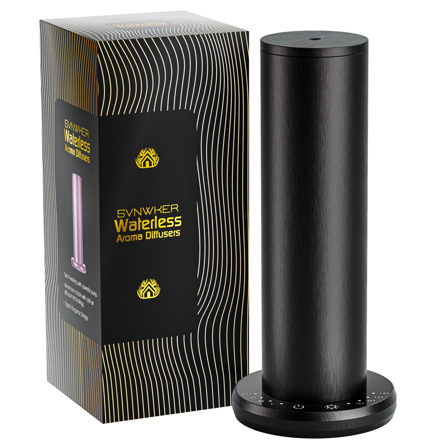 Waterless Essential Oil Diffuser - Aromatherapy Diffusers for Home, Large Room, 1000 sq.ft, Black