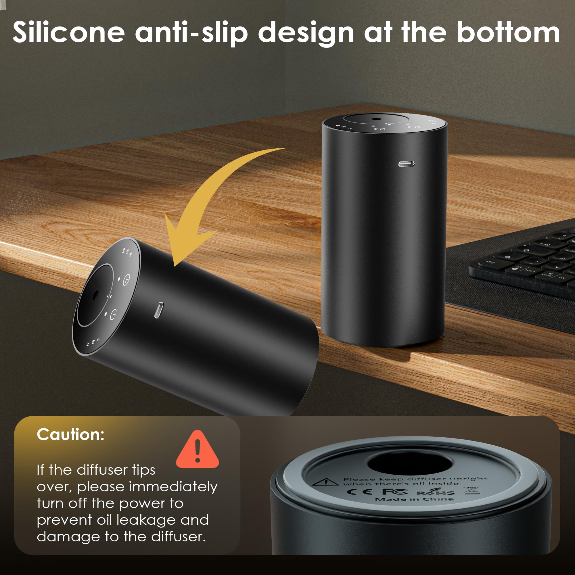 Waterless Essential Oil Diffuser - Portable Battery-Operated (Black) | 3 Mist Levels