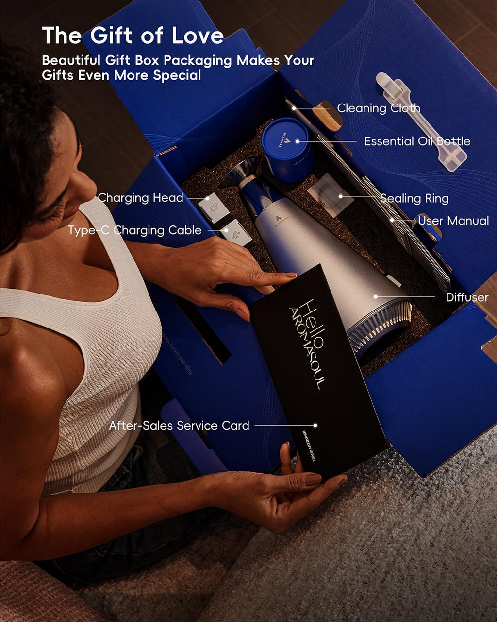 Waterless Scent Diffuser Starter Kit - 1500 Sq Ft Coverage, Alloy Atomization, Smart Rechargeable Diffuser, 120ml Oil, Silver