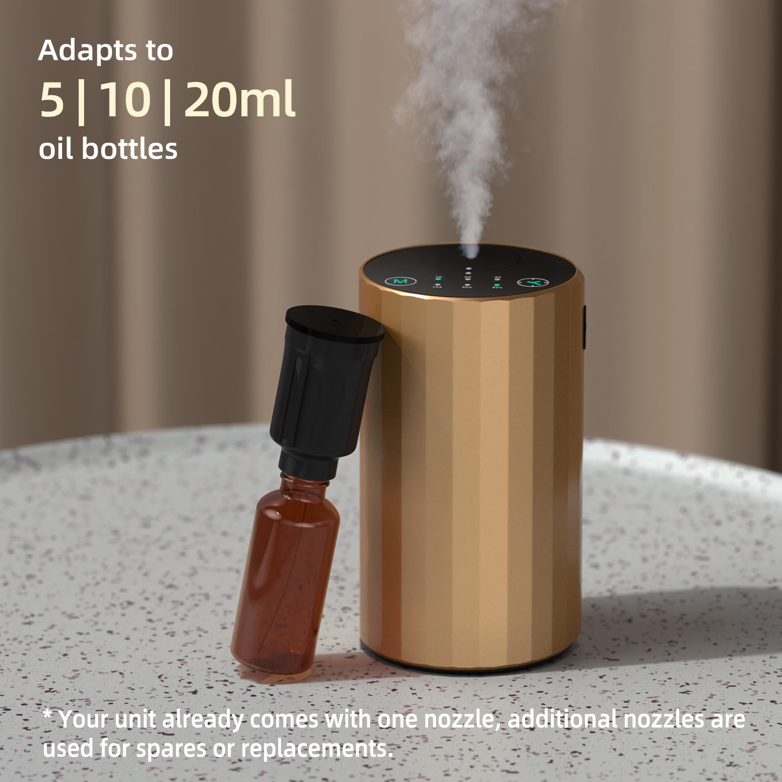 Waterless Essential Oil Diffuser - Portable Nano Mist (Golden)