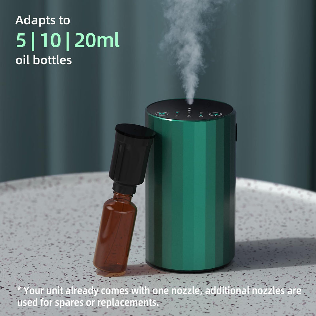 Waterless Essential Oil Diffuser – Portable Aromatherapy Nebulizer for Home, Car, Office (Green)
