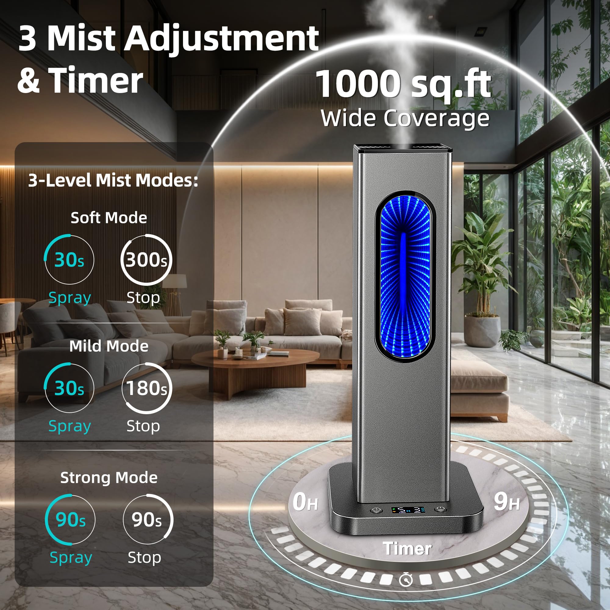 Waterless Essential Oil Diffuser - Rechargeable, App Remote, LCD