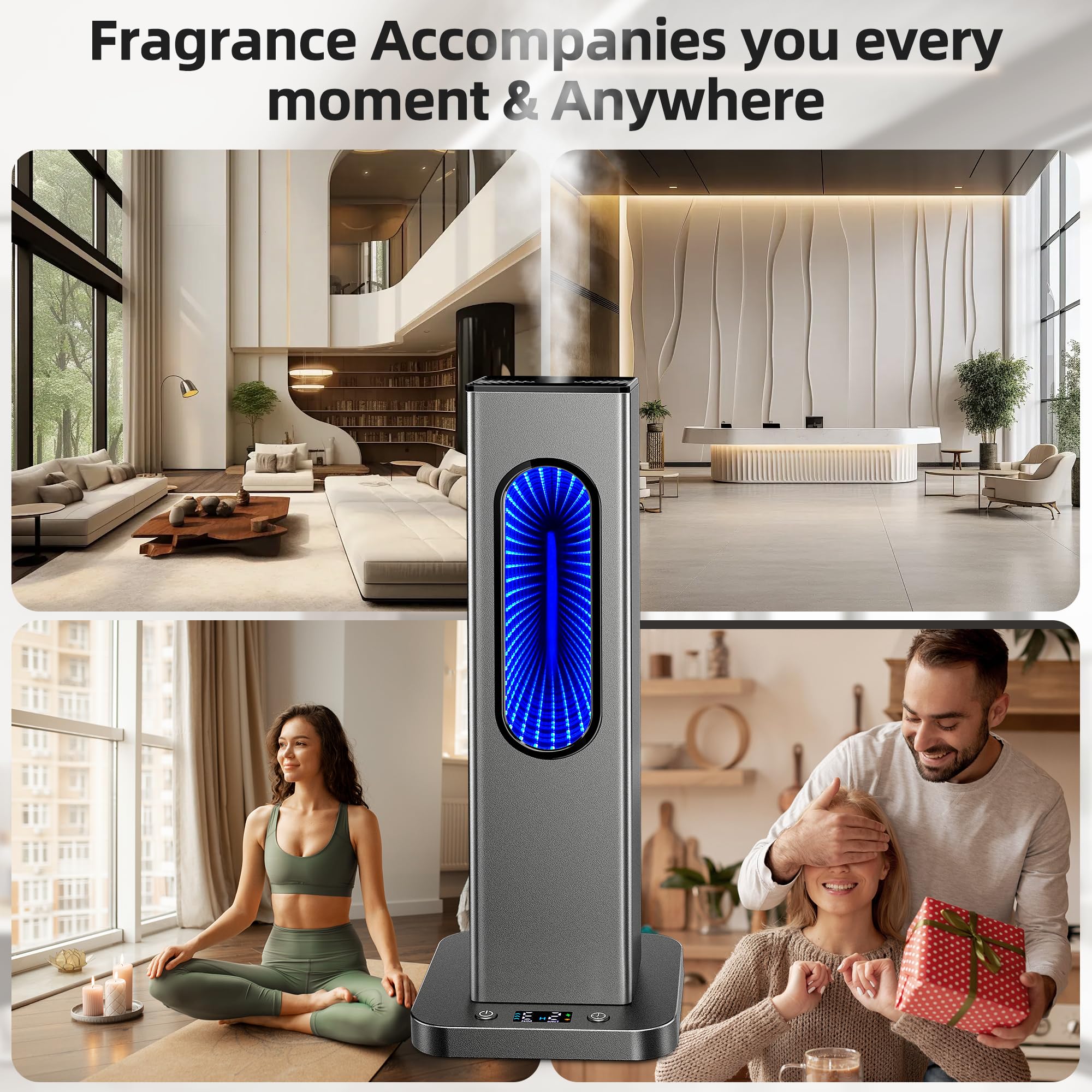 Waterless Essential Oil Diffuser - Rechargeable, App Remote, LCD