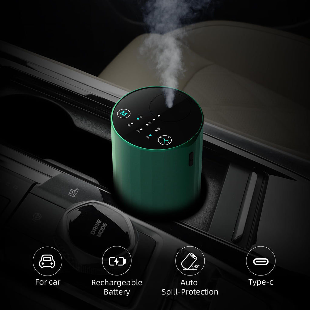 Waterless Essential Oil Diffuser – Portable Aromatherapy Nebulizer for Home, Car, Office (Green)