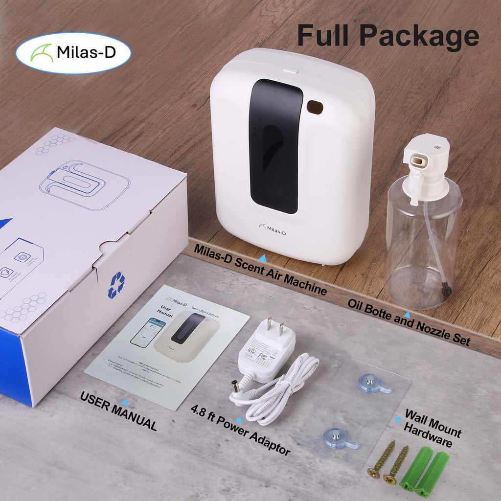 Waterless Essential Oil Diffuser for Home & Commercial – 13.5 fl oz, Up to 2000 sq ft | Milas-D