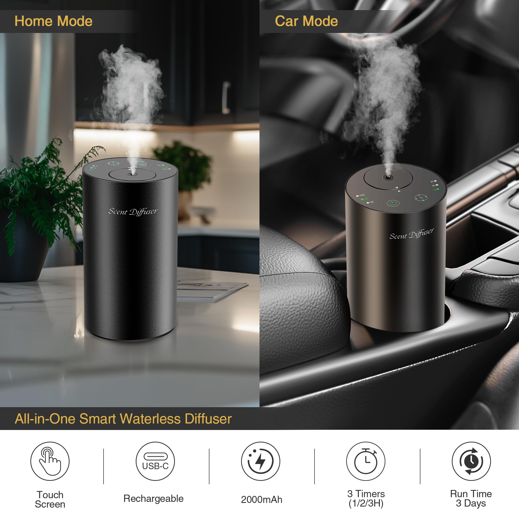 Waterless Essential Oil Diffuser Starter Kit — Battery-Operated, No Water Needed
