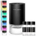 Waterless Essential Oil Diffuser Starter Kit – 3x20ml Oils, Battery Operated, 7-Color Light, 100ml, Black