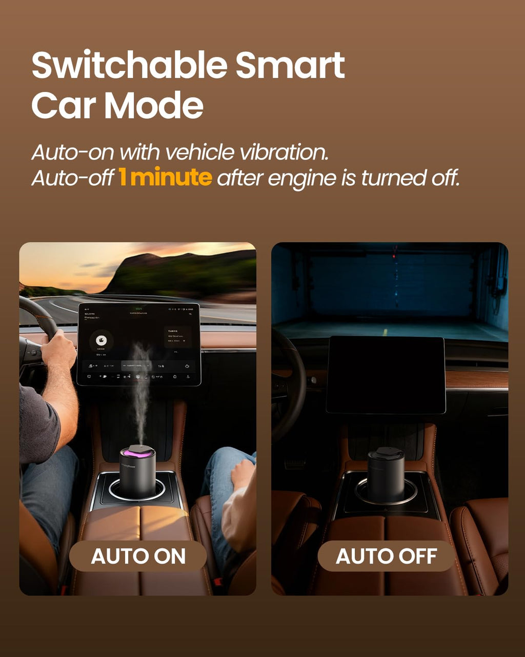 Waterless Diffuser for Essential Oils – Car & Home, 3 Mist Levels & 3 LED Colors