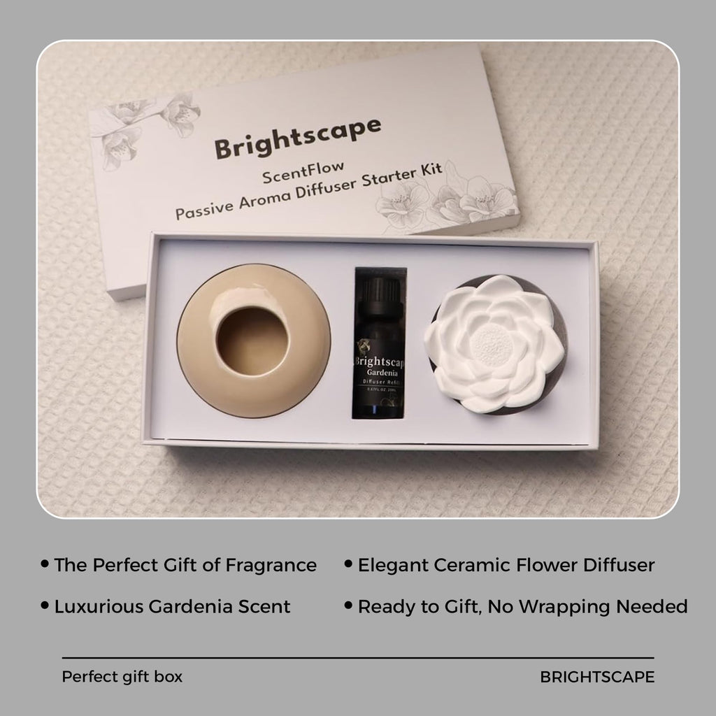 Brightscape ScentFlow Passive Aroma Diffuser Starter Kit – Gardenia Oil